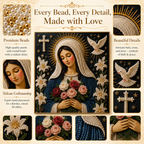 🙏New Arrivals 49% OFF-2026 Divine Pearl Bead Virgin Mary Icon – A Peaceful DIY Faith Art Gift ✨
