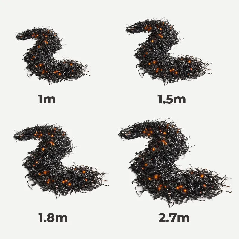 🎃Halloween Fireplace Decor Set with LED Lights – Black Vine Garland for Mantel, Door Frame, Window & Spooky Party Decor👻
