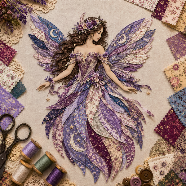 🧚‍♀️✨ Premium Fairy Patchwork DIY Kit – Create a Magical Floral Fairy Wall Art Masterpiece 🌸🧵