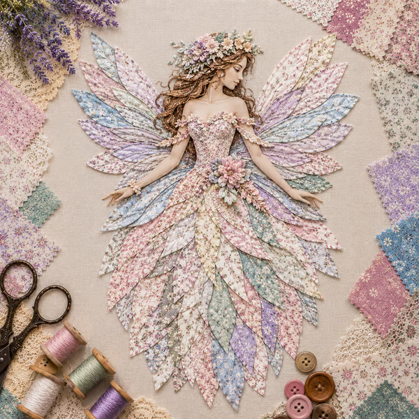 🧚‍♀️✨ Premium Fairy Patchwork DIY Kit – Create a Magical Floral Fairy Wall Art Masterpiece 🌸🧵