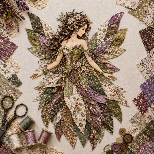 🧚‍♀️✨ Premium Fairy Patchwork DIY Kit – Create a Magical Floral Fairy Wall Art Masterpiece 🌸🧵