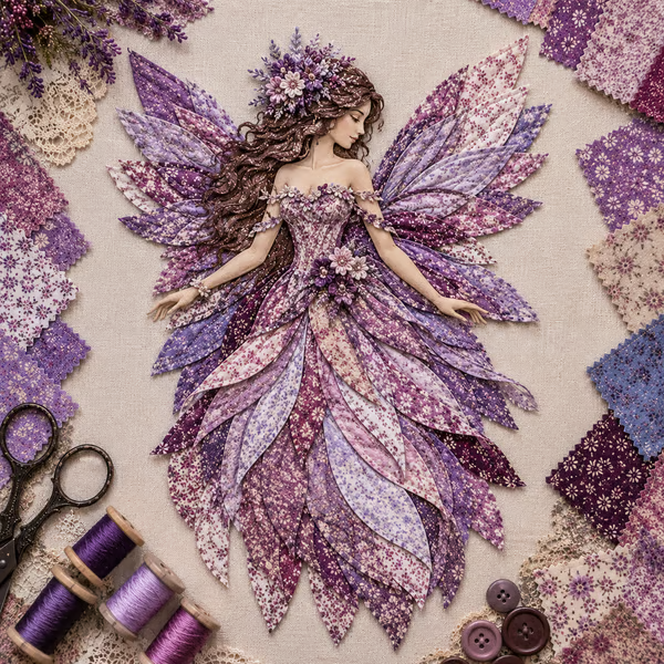 🧚‍♀️✨ Premium Fairy Patchwork DIY Kit – Create a Magical Floral Fairy Wall Art Masterpiece 🌸🧵