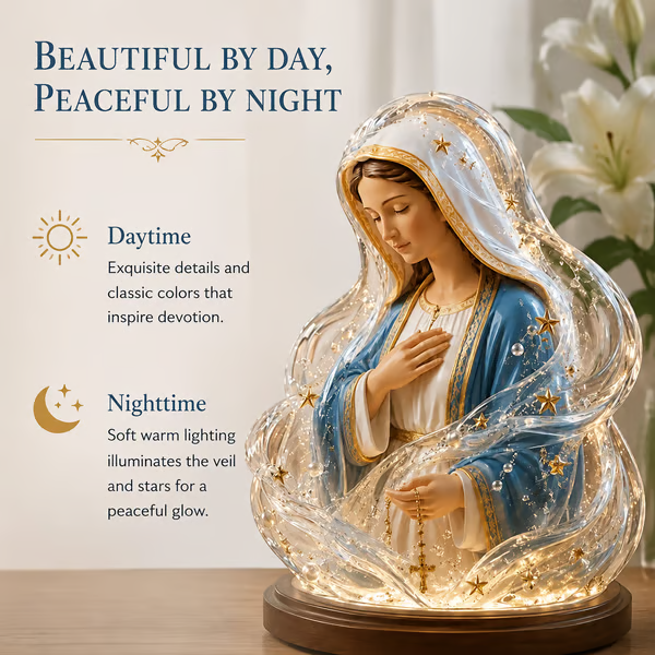 🔥 HOT SALE – 🙏 Our Lady of Starlight Illuminated Prayer Statue ✨ A Beautiful Symbol of Faith & Hope