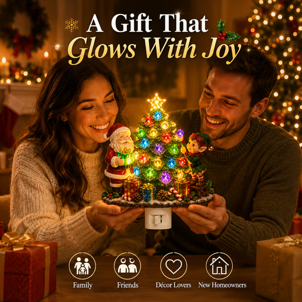 🔥LAST DAY 50% OFF – 🎄 Jeweled Christmas Tree Plug-In Night Light ✨