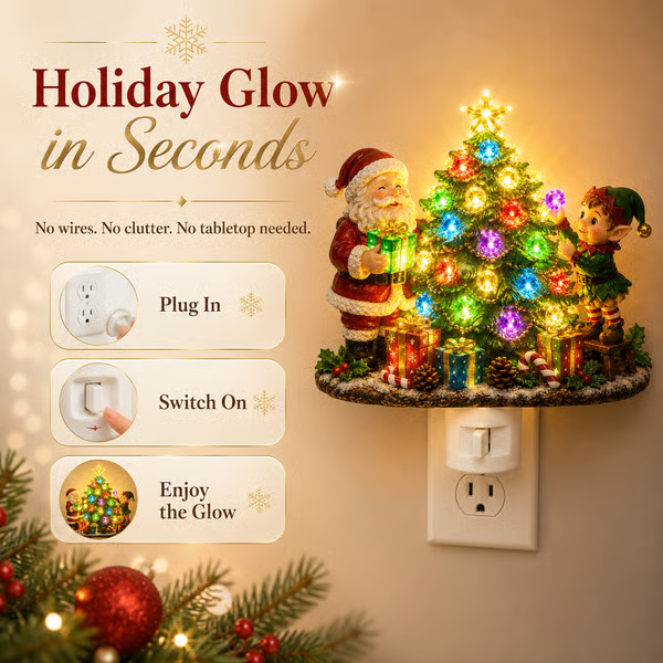 🔥LAST DAY 50% OFF – 🎄 Jeweled Christmas Tree Plug-In Night Light ✨