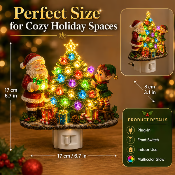 🔥LAST DAY 50% OFF – 🎄 Jeweled Christmas Tree Plug-In Night Light ✨