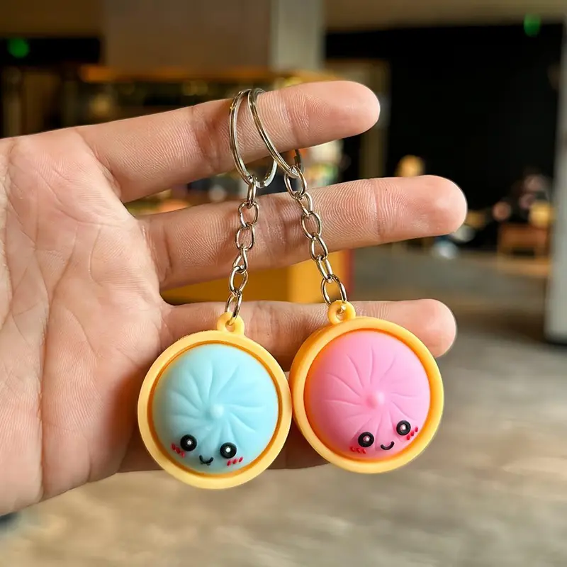 🥟 Cute Dumpling Squishy Fidget Keychain – Stress Relief Squeeze Toy & Kawaii Bag Charm