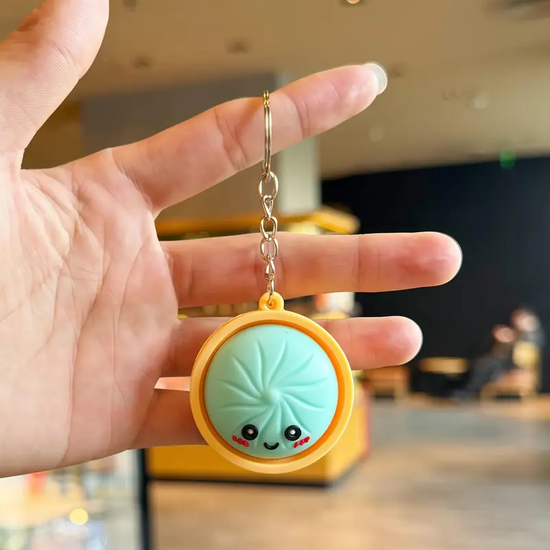 🥟 Cute Dumpling Squishy Fidget Keychain – Stress Relief Squeeze Toy & Kawaii Bag Charm