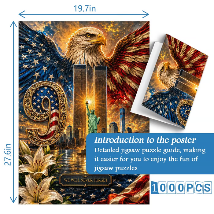 🇺🇸 Never Forget 9/11 – 🧩 1000-Piece Memorial Jigsaw Puzzle