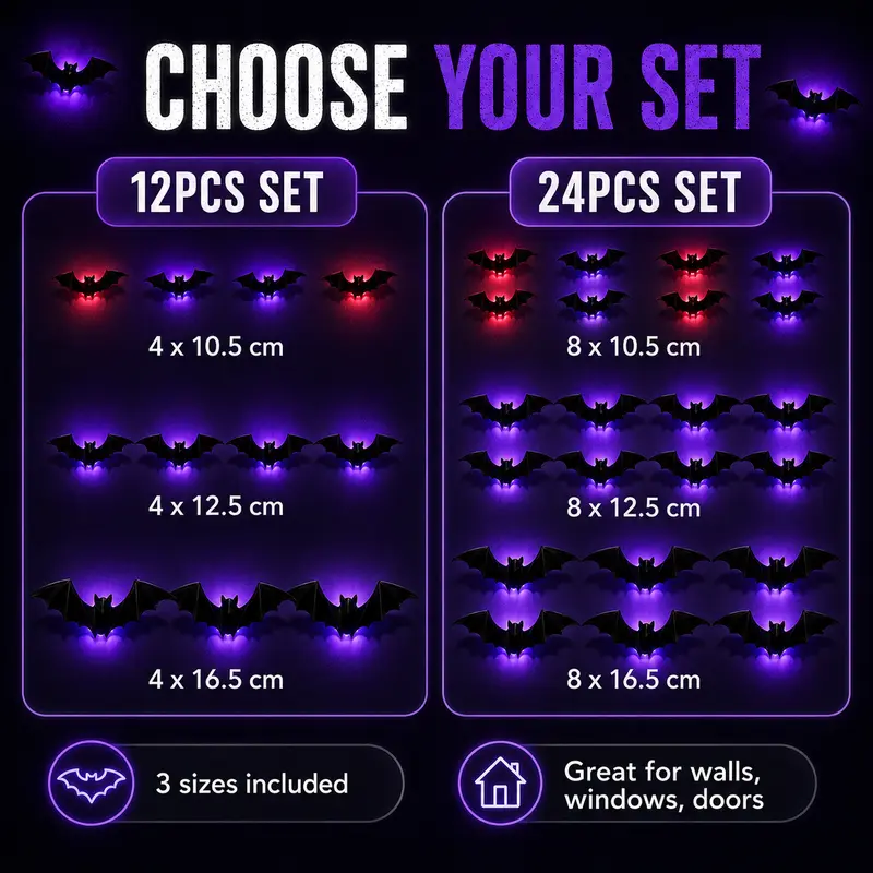 3D LED Flying Bat Decorations – Create a Spooky Halloween Atmosphere in Seconds 🦇
