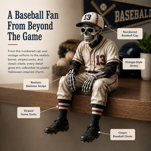 🔥LAST DAY 50% OFF – ⚾ Baseball Skeleton Shelf Sitter | For Fans Who Never Stop Loving the Game