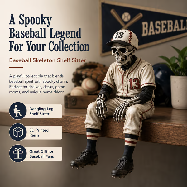 🔥LAST DAY 50% OFF – ⚾ Baseball Skeleton Shelf Sitter | For Fans Who Never Stop Loving the Game