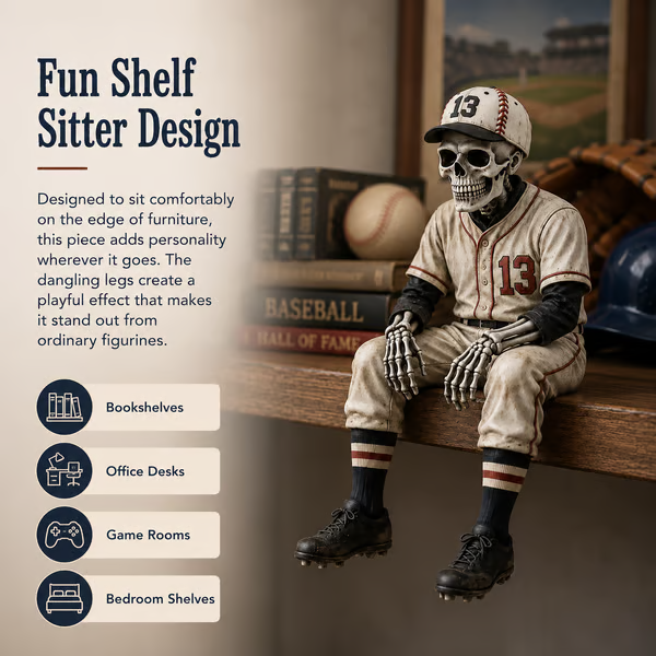 🔥LAST DAY 50% OFF – ⚾ Baseball Skeleton Shelf Sitter | For Fans Who Never Stop Loving the Game