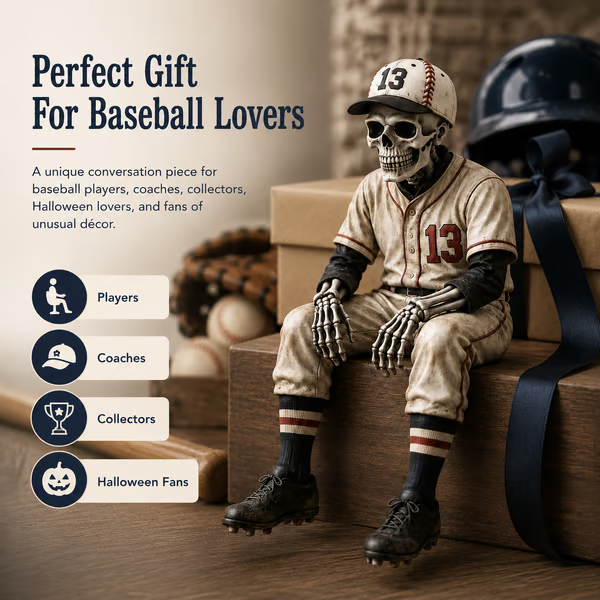 🔥LAST DAY 50% OFF – ⚾ Baseball Skeleton Shelf Sitter | For Fans Who Never Stop Loving the Game