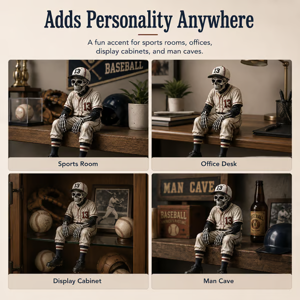 🔥LAST DAY 50% OFF – ⚾ Baseball Skeleton Shelf Sitter | For Fans Who Never Stop Loving the Game