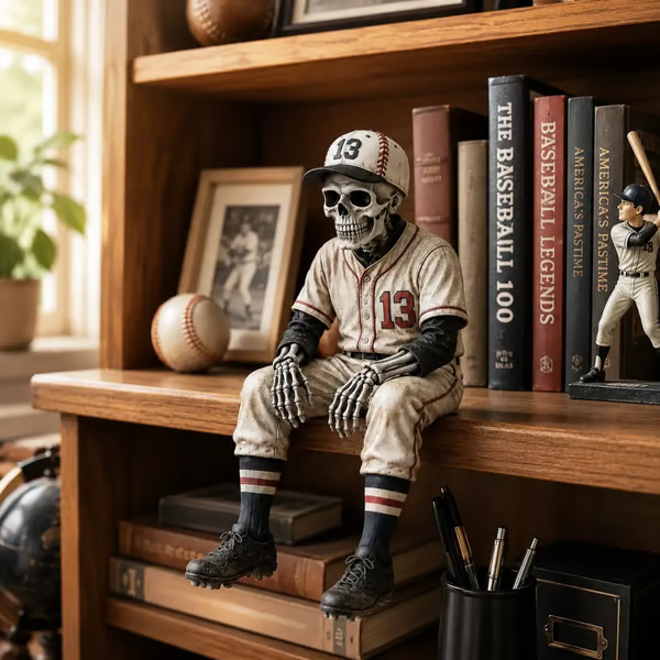 🔥LAST DAY 50% OFF – ⚾ Baseball Skeleton Shelf Sitter | For Fans Who Never Stop Loving the Game