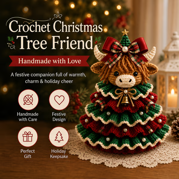 🔥LAST DAY 50% OFF – 🎄 Crochet Animal Christmas Tree DIY Kit ✨ Stitch Your Own Holiday Magic