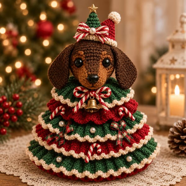 🔥LAST DAY 50% OFF – 🎄 Crochet Animal Christmas Tree DIY Kit ✨ Stitch Your Own Holiday Magic