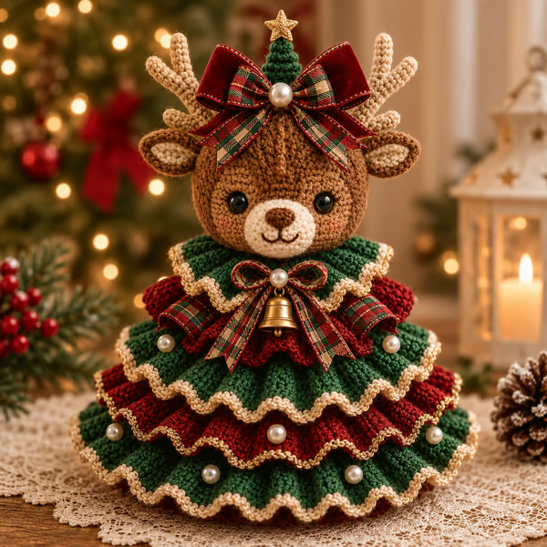 🔥LAST DAY 50% OFF – 🎄 Crochet Animal Christmas Tree DIY Kit ✨ Stitch Your Own Holiday Magic