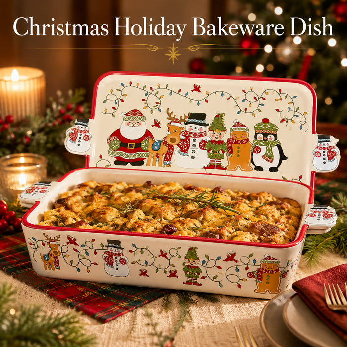 💥 LAST DAY 49% OFF – 🎄 Christmas Holiday Bakeware Dish 🎅 Bake, Serve & Celebrate