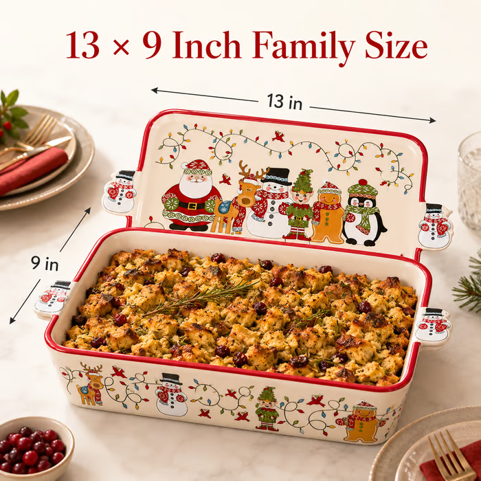 💥 LAST DAY 49% OFF – 🎄 Christmas Holiday Bakeware Dish 🎅 Bake, Serve & Celebrate