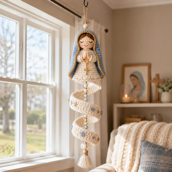 🔥 LAST DAY 50% OFF ✨ DIY Crochet Blessed Mother Spiral Hanging Ornament Kit 🙏🧶 Create a Handmade Keepsake of Faith