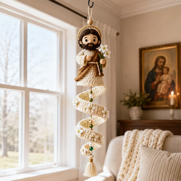 🔥 LAST DAY 50% OFF ✨ DIY Crochet Blessed Mother Spiral Hanging Ornament Kit 🙏🧶 Create a Handmade Keepsake of Faith