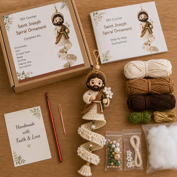 🔥 LAST DAY 50% OFF ✨ DIY Crochet Blessed Mother Spiral Hanging Ornament Kit 🙏🧶 Create a Handmade Keepsake of Faith