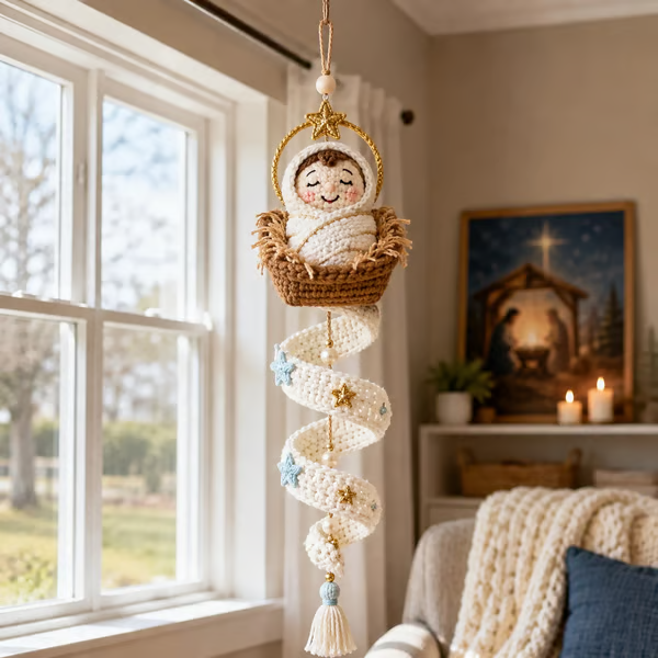 🔥 LAST DAY 50% OFF ✨ DIY Crochet Blessed Mother Spiral Hanging Ornament Kit 🙏🧶 Create a Handmade Keepsake of Faith