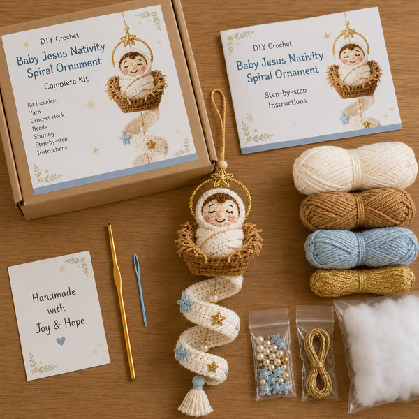 🔥 LAST DAY 50% OFF ✨ DIY Crochet Blessed Mother Spiral Hanging Ornament Kit 🙏🧶 Create a Handmade Keepsake of Faith
