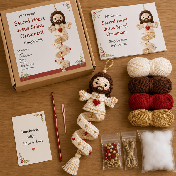 🔥 LAST DAY 50% OFF ✨ DIY Crochet Blessed Mother Spiral Hanging Ornament Kit 🙏🧶 Create a Handmade Keepsake of Faith