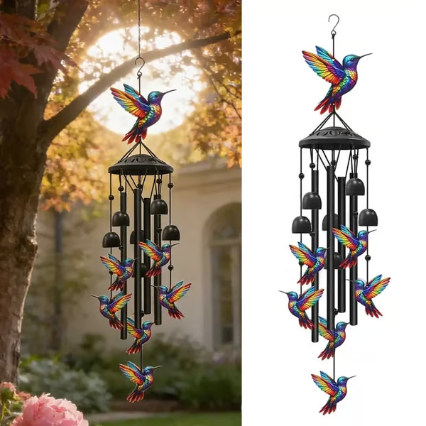 🔥 HOT SALE – 🐦 Colorful Hummingbird Wind Chime | Vintage Metal Bells & Tubes