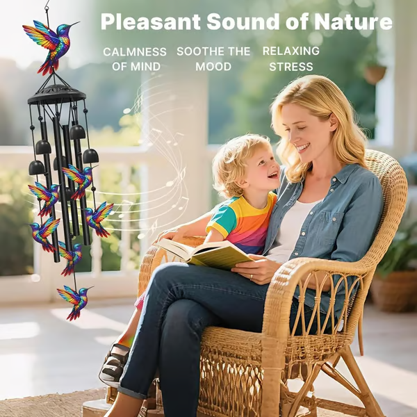 🔥 HOT SALE – 🐦 Colorful Hummingbird Wind Chime | Vintage Metal Bells & Tubes