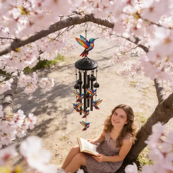 🔥 HOT SALE – 🐦 Colorful Hummingbird Wind Chime | Vintage Metal Bells & Tubes