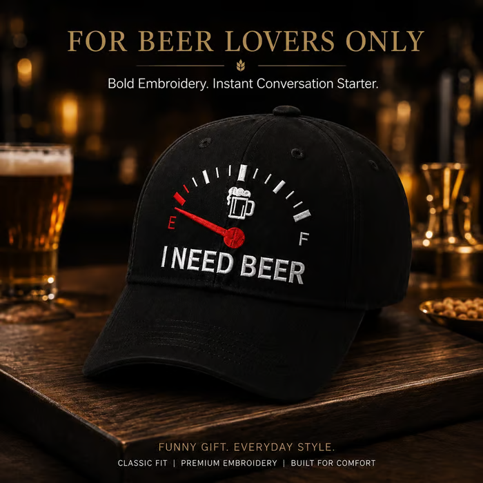 🔥 LAST DAY 50% OFF – 🍺 I NEED BEER Embroidered Cap | Funny Unisex Hat