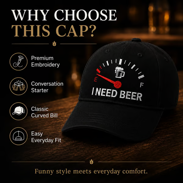 🔥 LAST DAY 50% OFF – 🍺 I NEED BEER Embroidered Cap | Funny Unisex Hat
