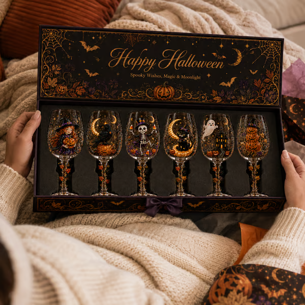 🔥 LAST DAY 50% OFF – 🎃 6-Piece 3D Halloween Wine Glass Gift Set 🍷