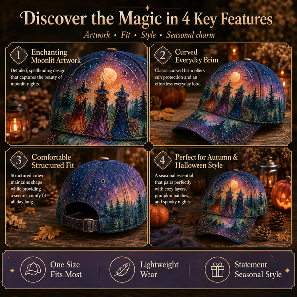 🔥 LAST DAY 50% OFF | 🌙 Witchy Moonlight Cap 🧙‍♀️🧢