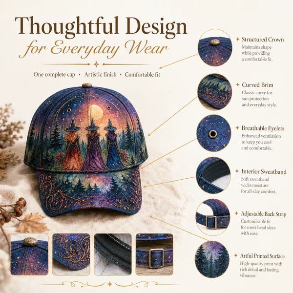 🔥 LAST DAY 50% OFF | 🌙 Witchy Moonlight Cap 🧙‍♀️🧢