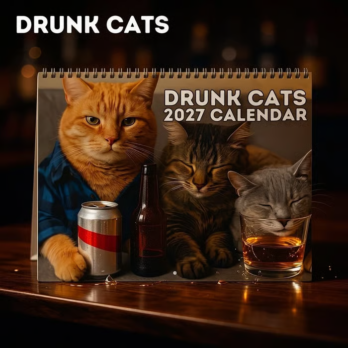🔥 LAST DAY — 50% OFF! 🍺🐱 Drunk Cats 2027 Calendar