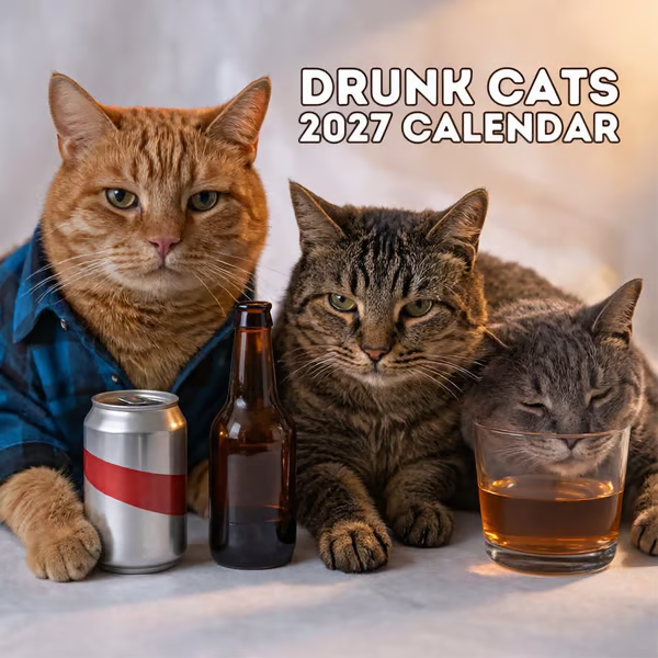 🔥 LAST DAY — 50% OFF! 🍺🐱 Drunk Cats 2027 Calendar