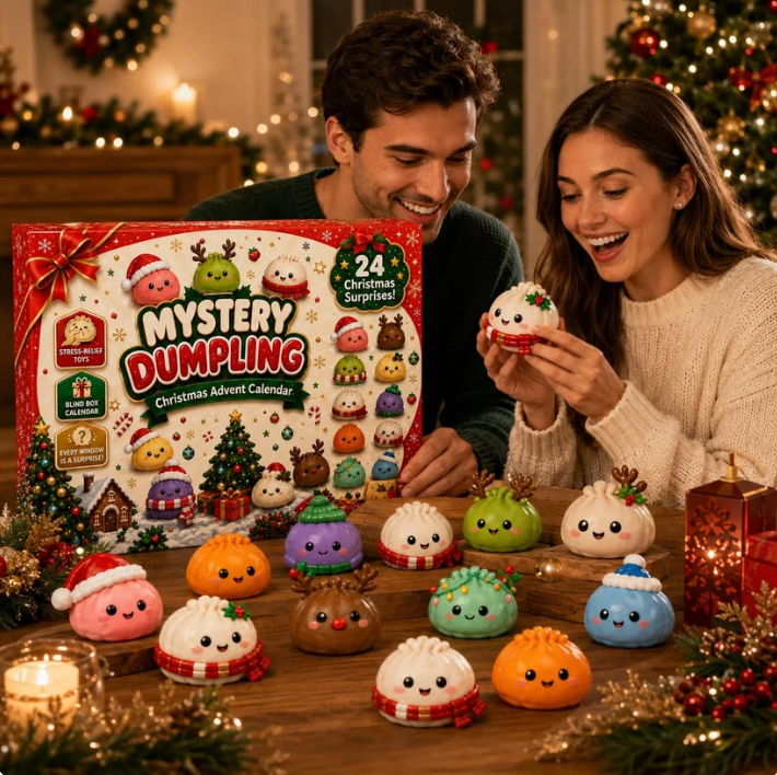 🎄 2026 Christmas Squishy Advent Calendar – 24-Day Dumpling Squishy Toy Surprise