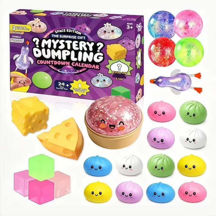 🎄 2026 Christmas Squishy Advent Calendar – 24-Day Dumpling Squishy Toy Surprise