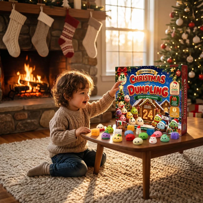 🎄 2026 Christmas Squishy Advent Calendar – 24-Day Dumpling Squishy Toy Surprise