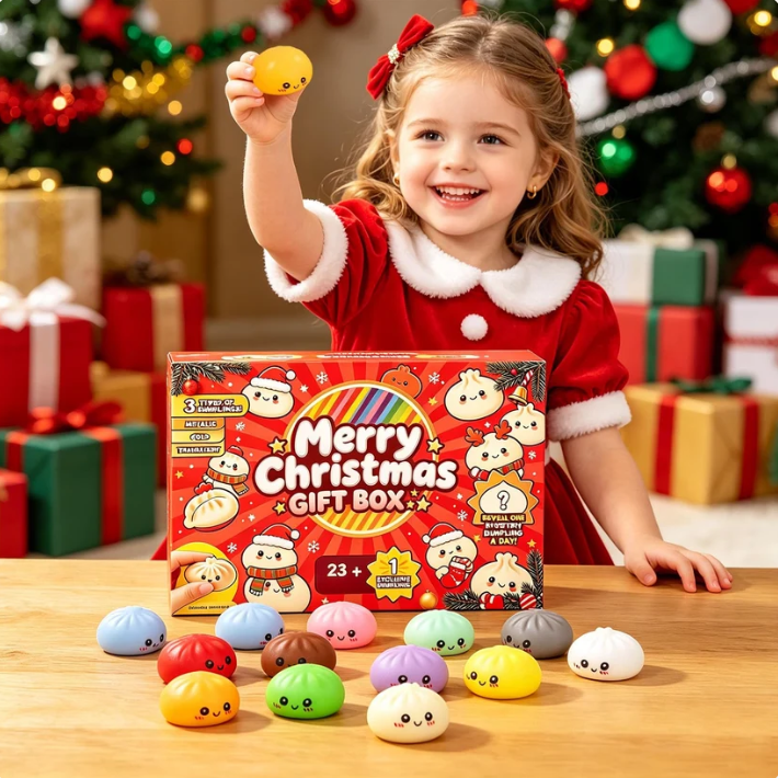 🎄 2026 Christmas Squishy Advent Calendar – 24-Day Dumpling Squishy Toy Surprise