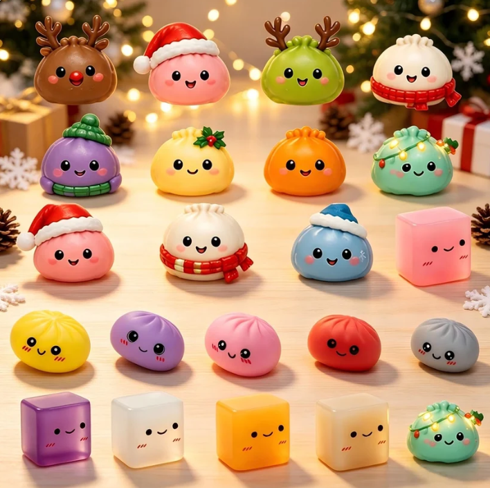 🎄 2026 Christmas Squishy Advent Calendar – 24-Day Dumpling Squishy Toy Surprise