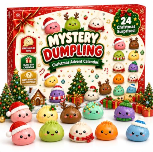 🎄 2026 Christmas Squishy Advent Calendar – 24-Day Dumpling Squishy Toy Surprise
