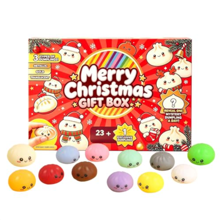 🎄 2026 Christmas Squishy Advent Calendar – 24-Day Dumpling Squishy Toy Surprise
