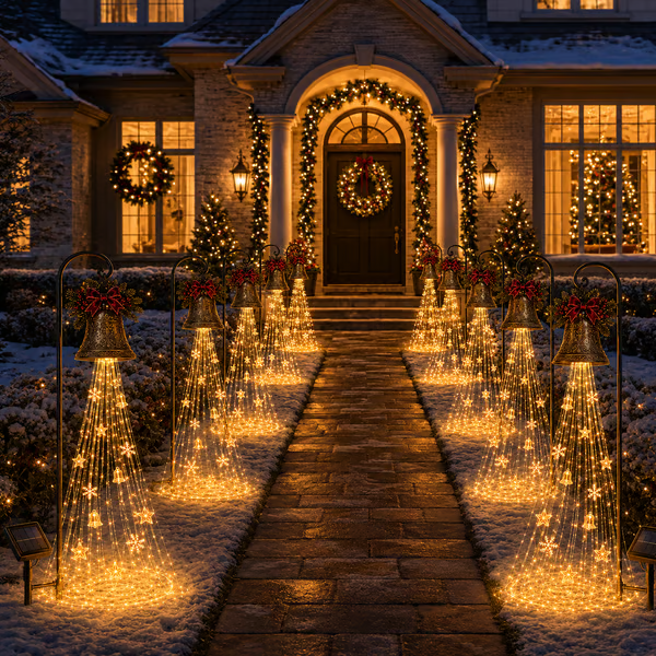 Hot Sale 49% OFF-🎄 Solar Christmas Bell Cascade Lights – Magical Outdoor Holiday Yard Decor