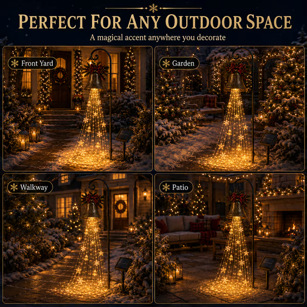 Hot Sale 49% OFF-🎄 Solar Christmas Bell Cascade Lights – Magical Outdoor Holiday Yard Decor